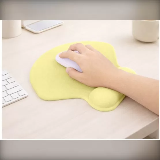 INF Tapete de Rato Ergonómico em Silicone com Apoio de Pulso - Amarelo